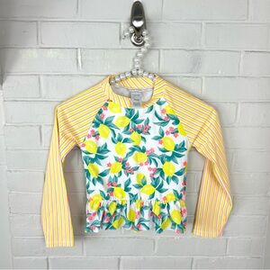 Nicole Miller New York Girls Lemon Print Swim Rash Guard Size S 7/8